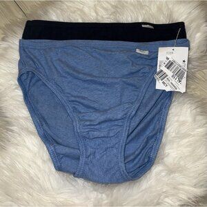 2 Pairs Jockey Elance French Cut Panties Cotton Womens 7 L Large Blue Black
